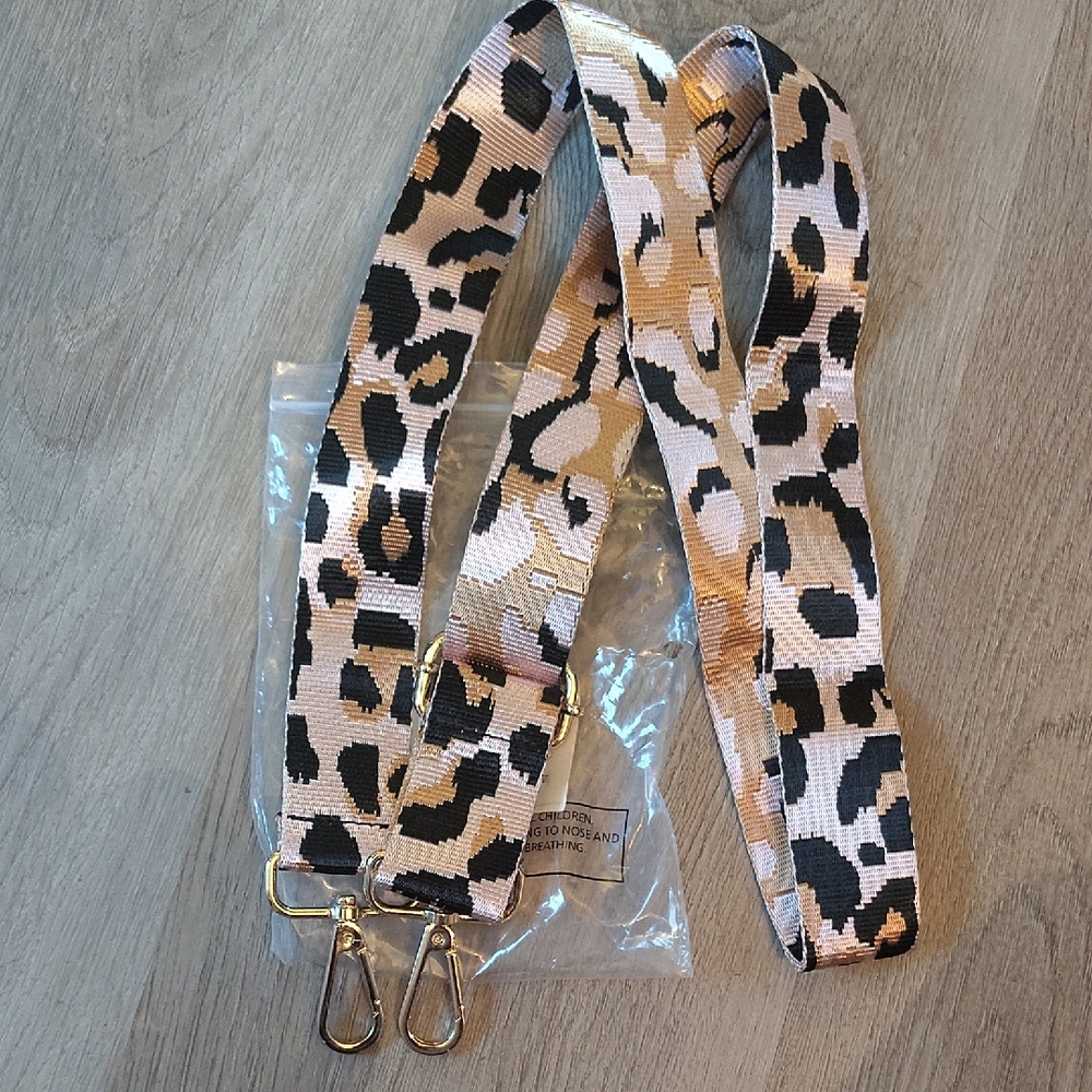 Leopard Print Adjustable Bag Strap - Pink